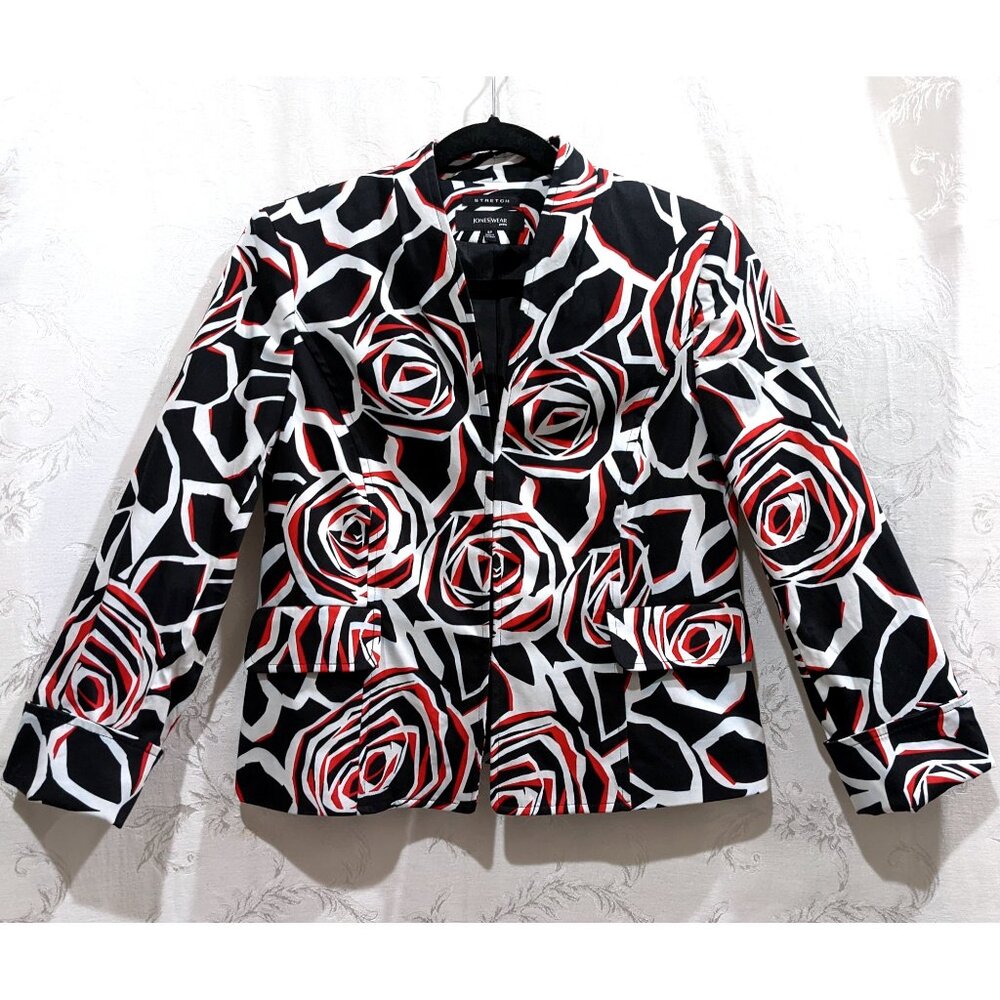 Floral Rose Cotton Blazer Jacket 8P Stretch Geometric Gothic Cottagecore Pockets